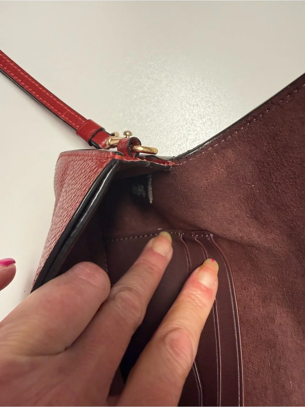 Coach Red Pebbled Leather Turnlock Wristlet Clutch